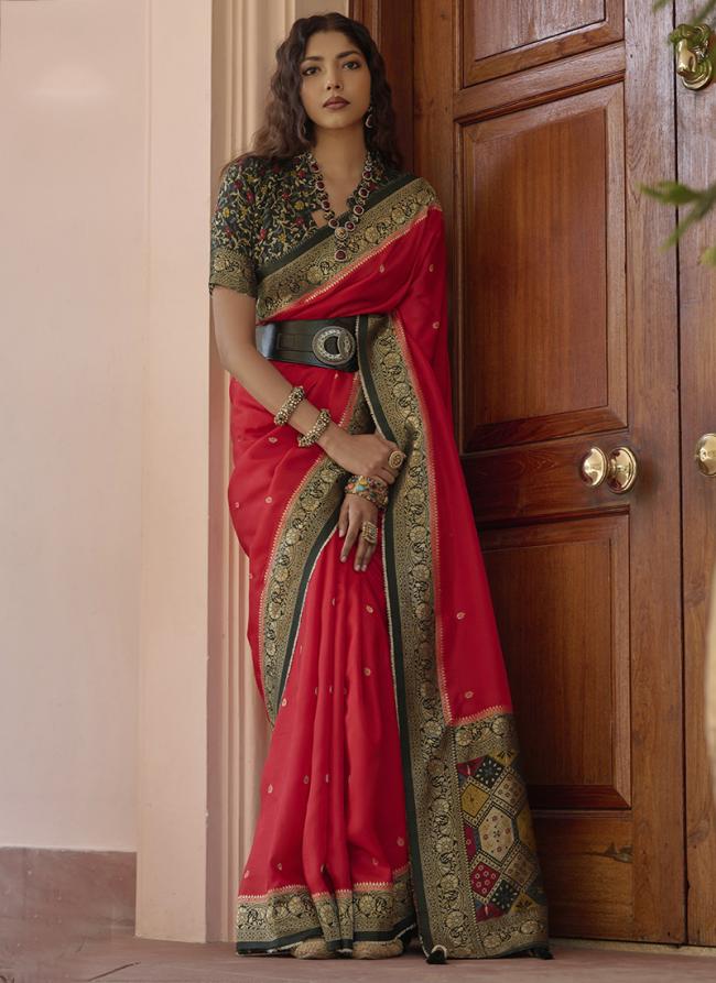 Viscose Pink Party Wear Weaving Saree